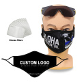 Adi Fashion Black Custom Logo Cotton Customized Mesh Tuch wiederverwendbare atmungsaktive waschbare Gesichtsmasken mit elastischen Earloop -Filtern
